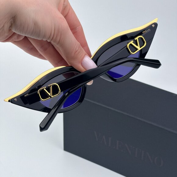 Valentino V-GOLDCUT - II VLS-114A 49 Women Sunglasses Titanium Black Gold Grey - Picture 4 of 12